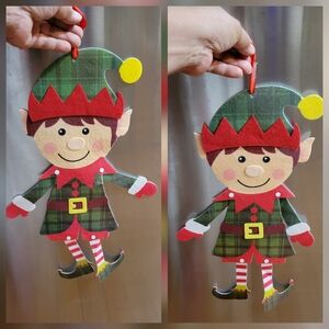 Lot of Two Large Jointed Retro/Vtg Felt Christmas Elves.